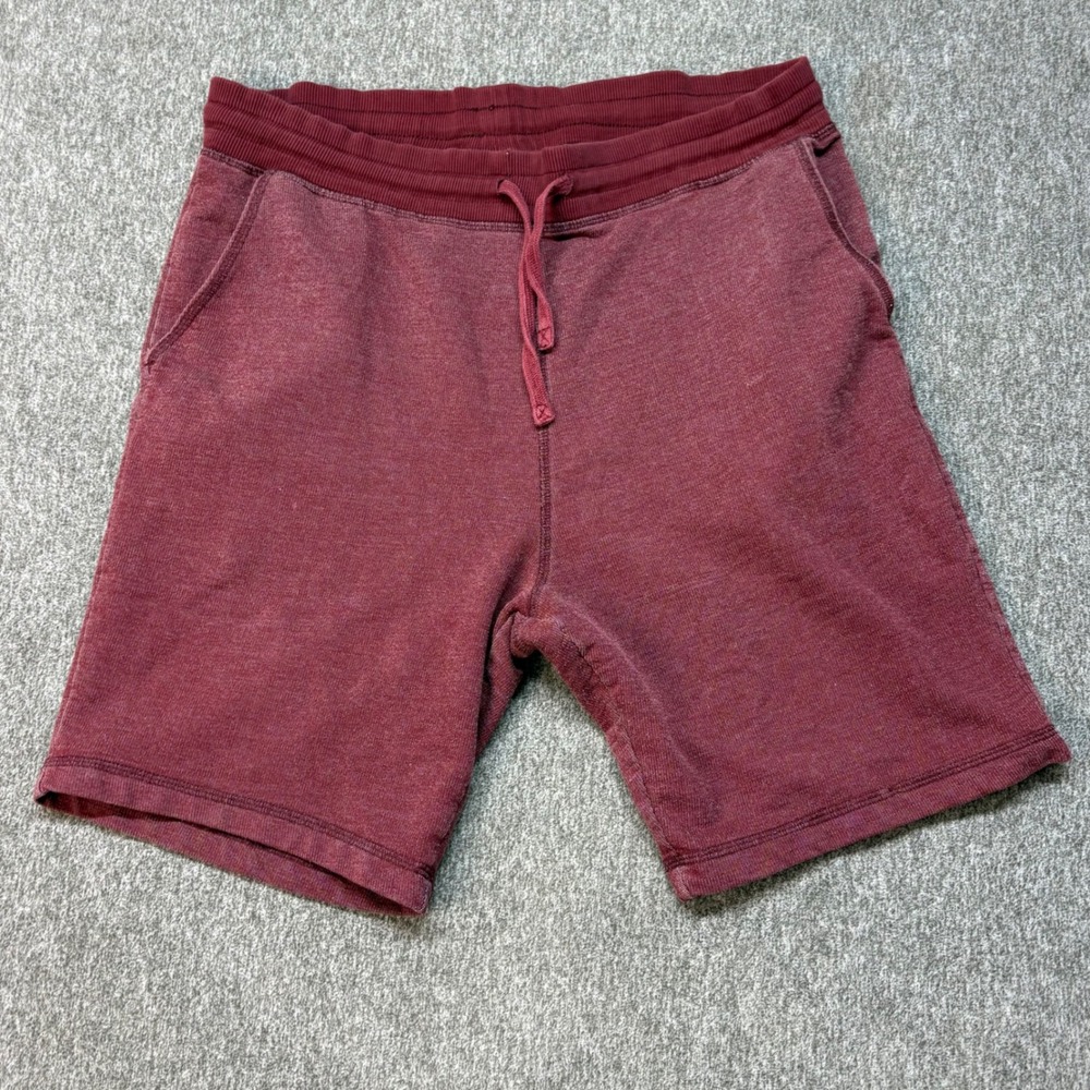 Pact Organic Mens Burgundy Heather Sweat Shorts Medium Drawstring Cotton